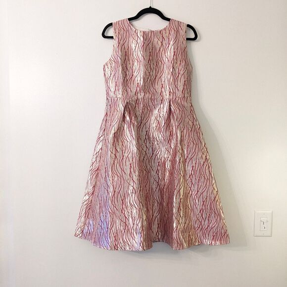 Kaimilan fit and flare jaquard champagne and red dress - Picture 1 of 4